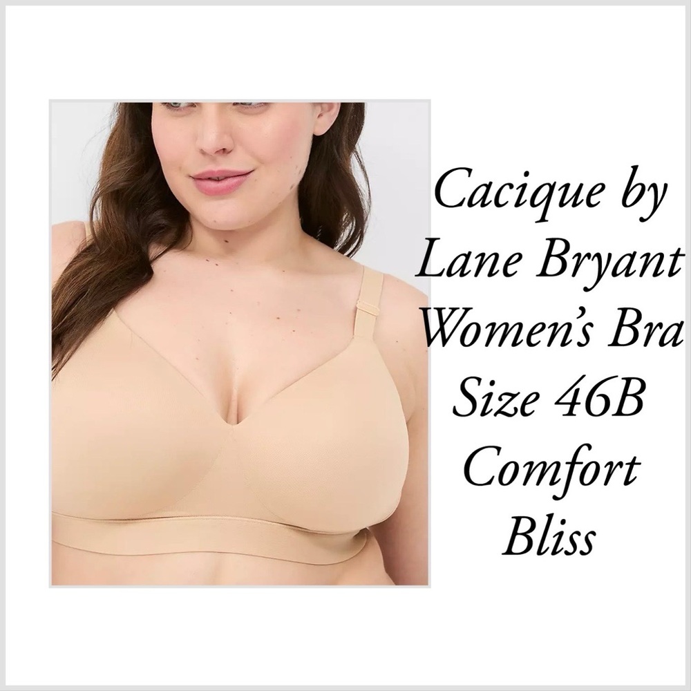 Cacique Bra 46B Seamless Nude beige Bra wirelesss comfort bliss lounge bra EUC